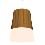 Conical Top Hat Pendant - Teak / White Acrylic