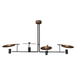 Dot Linear Chandelier - Matte Black / American Walnut