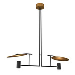 Dot Linear Chandelier - Matte Black / Blonde Freijo