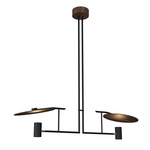 Dot Linear Chandelier - Matte Black / American Walnut