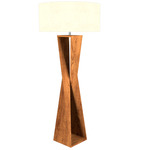 Spin Floor Lamp - Imbuia / White Linen