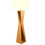 Spin Floor Lamp - Blonde Freijo / White Linen