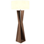 Spin Floor Lamp - American Walnut / White Linen
