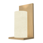Clean Cylindrical Wall Sconce - Maple / White Linen