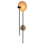 Dot Tall Wall Sconce - Matte Black / Maple