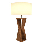 Spin Table Lamp - Imbuia / White Linen