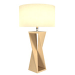 Spin Table Lamp - Maple / White Linen