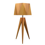 Faceted Tripod Table Lamp - Teak / Teak