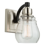 Nelson Wall Sconce - Brushed Nickel / Black / Clear
