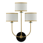 Croydon Wall Sconce - Brass / Satin Black / Off White