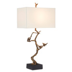 Shadows Table Lamp - Antique Brass / Off White