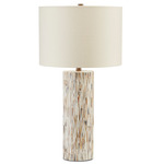 Aquila Table Lamp - Antique Brass / Natural Bone / Light Beige Linen