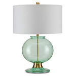 Jocasta Table Lamp - Clear Emerald / Brass / Bone Linen