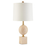 Adorno Table Lamp - Natural/ Antique Brass / Bone Linen