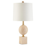 Adorno Table Lamp - Natural / Antique Brass / Bone Linen