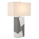 Clarice Table Lamp - Polished Nickel / Gray / Off White
