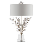Forget-Me-Not Table Lamp - Silver Leaf / White Shantung