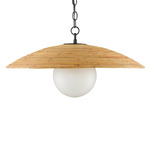 Pembry Pendant - Satin Black / Natural Rattan / Frosted