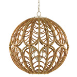 Cape Verde Orb Chandelier - Silver Leaf / Smokewood / Rattan