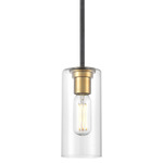 Barker Cylinder Pendant - Graphite / Brass / Clear