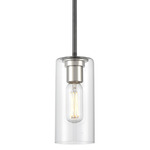 Barker Cylinder Pendant - Graphite/Satin Nickel / Clear