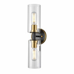 Barker Bathroom Vanity Light - Graphite/Brass / Clear