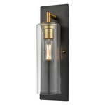 Barker Outdoor Wall Sconce - Graphite / Brass / Clear