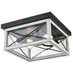 County Fair Outdoor 2Lt Ceiling Light Fixture - Birchwood/Black / Clear