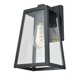 Moraine Outdoor Wall Sconce - Black / Clear
