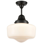 Schoolhouse Ceiling Light - Ebony / Opal