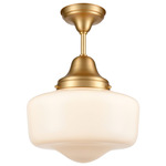 Schoolhouse Ceiling Light - Venetian Brass / Opal