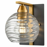 Tropea Wall Sconce - Graphite/Brass / Ripple Glass