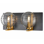 Tropea Bathroom Vanity Light - Graphite / Brass / Ripple Glass