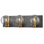 Tropea Bathroom Vanity Light - Graphite / Brass / Ripple Glass