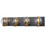 Tropea Bathroom Vanity Light - Graphite / Brass / Ripple Glass