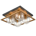 Tropea 4Lt. Ceiling Light Fixture - Graphite/Brass / Ripple Glass
