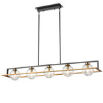 Tropea Linear Pendant - Graphite / Brass / Ripple Glass