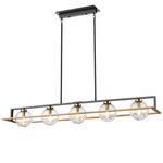 Tropea Linear Pendant - Graphite/Brass / Ripple Glass