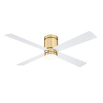 Kwartet Ceiling Fan with Color Select Light - Brushed Satin Brass / Matte White