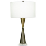 Magnolia Table Lamp - Antiqued Brass and Bronze / Off White
