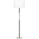 Poppy Floor Lamp - Silver / White Linen