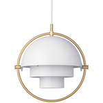 Multi-Lite Small Pendant - Matte White / Brass