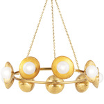 Glimmer Chandelier - Aged Brass / White