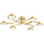 Meander Semi Flush Mount - Aged Brass / White