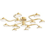 Meander Semi Flush Mount - Aged Brass / White