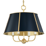 Cambridge Chandelier - Aged Brass / Darkest Blue