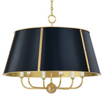 Cambridge Chandelier - Aged Brass / Darkest Blue