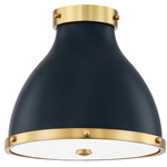 Painted No. 3 Flush Mount - Aged Brass / Darkest Blue