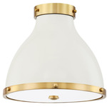 Painted No. 3 Flush Mount - Aged Brass / Off White