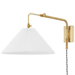 Dorset Plug-In Wall Sconce - Aged Brass / White